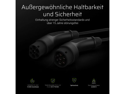 Hyundai ioniq//Kona ev Cable de carga rápido 32amp 5 M Tipo 2 al tipo 2 Con Estuche