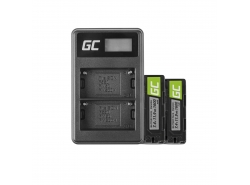 2x Batería NP-500 Green Cell ® y cargador de batería BC-V615 para Sony A58, A57, A65, A77, A99, A900, A700, A580