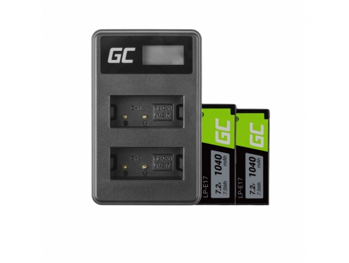 Green Cell ® 2x Batería LP-E17 y cargador LC-E17 para Canon EOS 750D, 760D, 8000D, M3, M5, M6, Rebel T6i, T6s 1000mAh