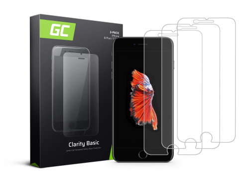 3x Cristal templado GC Clarity para Apple iPhone 6+ / 6S+ / 7+ / 8+