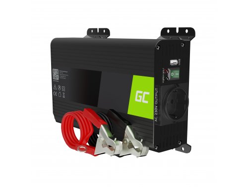Green Cell® PRO Convertidor de voltaje Inversor 12V a 230V 300W / 600W Inversor de corriente Onda Sinusoidal Pura