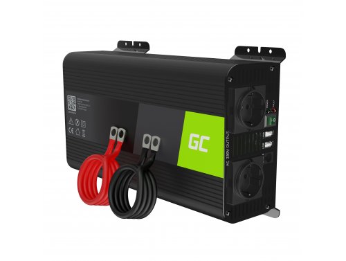Green Cell® PRO Convertidor de voltaje Inversor 12V a 230V 1000W / 2000W Inversor de corriente Onda Sinusoidal Pura