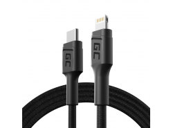Cable USB-C Green Cell GC Power Stream - Lightning de 100 cm para iPhone, iPad, iPod, suministro de energía