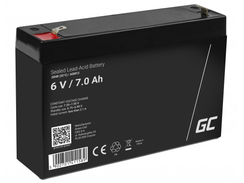 Green Cell® AGM Bateria 6V 7Ah Gel Bateria hermetica sistemas de alarma juguetes eléctricos para niños