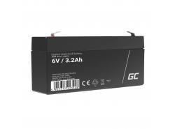 Green Cell® AGM Bateria 6V 3.2Ah Gel Bateria hermetica sistemas de alarma juguetes eléctricos para niños