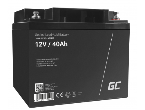Green Cell® AGM Bateria 12V 40Ah Gel Bateria hermetica Caravan Bateria solar fotovoltaicos silla de ruedas