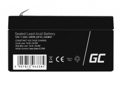 AGM Batería Gel de plomo 12V 1.3Ah Recargable Green Cell para coche eléctrico y scooter