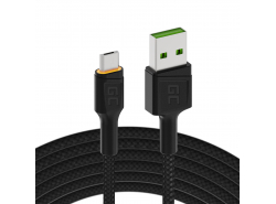 Cable Micro USB 2m LED Green Cell Ray con carga rápida, Ultra Charge, Quick Charge 3.0