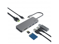 Estación de acoplamiento, adaptador, adaptador USB-C HUB Green Cell - 7 puertos para MacBook Pro, Dell XPS, Lenovo X1 Carbon
