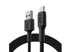 Cable Green Cell GC PowerStream USB-A - Lightning 120cm, para iPhone, iPad, iPod, carga rápida