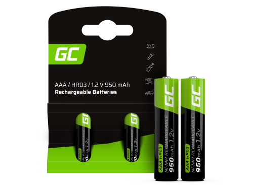 2x Pilas Recargables AAA R3 950mAh Ni-MH Baterías precargadas Green Cell