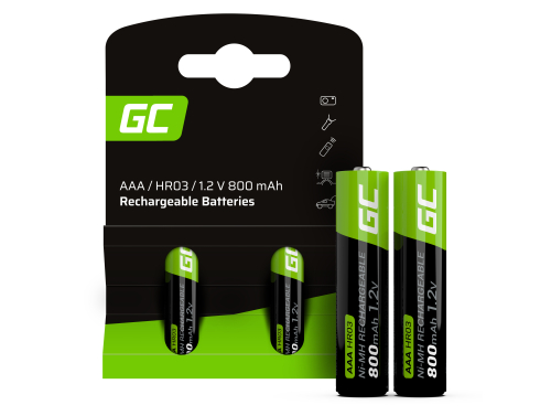 2x Pilas Recargables AAA R3 800mAh Ni-MH Baterías precargadas Green Cell