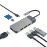 Adaptador HUB GC Connect 7en1 (3xUSB-A 3.1 HDMI 4K 60Hz USB-C PD 85W) para Apple MacBook M1/M2 Lenovo X1, Asus ZenBook, Dell XPS