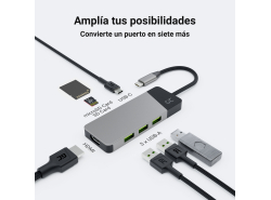 Estación de acoplamiento, adaptador, Green Cell GC HUB2 USB-C 6 en 1 (USB 3.0 HDMI Ethernet USB-C) para Apple MacBook, Dell XPS 