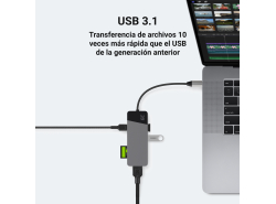 Estación de acoplamiento, adaptador, Green Cell GC HUB2 USB-C 6 en 1 (USB 3.0 HDMI Ethernet USB-C) para Apple MacBook, Dell XPS 