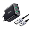 Cargador USB UGREEN 18W, 2 puertos USB, Carga rápida Power Delivery 3.0, Pequeño y ligero, Color negro