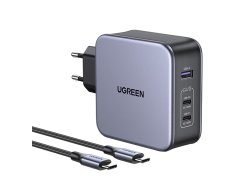 Cargador UGREEN 140W, Tecnología GaN, 2 x USB-C, 1 x USB-A, incluye cable USB-C - USB-C de 1,5m