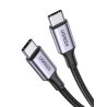 Cable USB-C a USB-C UGREEN 100W, 300 cm, Carga rápida QC3.0, PD, Calidad de construcción alta, Color negro y plateado.
