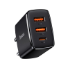Cargador Baseus 30W, 3A, 2xUSB-A, USB-C, PD, color negro - Carga rápida y segura