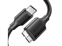 Cable Micro-B USB - USB-C UGREEN de 1 m, negro, Transferencia rápida de datos Super Speed 3.0, Para cámara, disco, cámara