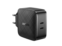 Cargador USB-C UGREEN 66W, 2xUSB-C, Carga rápida QC 4.0+ PD 3.0 FCP SCP, Compatible con Samsung, Apple, Huawei
