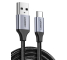 Cable USB a USB-C UGREEN de 300 cm, Carga rápida Quick Charge 3.0, Alta durabilidad, Negro y plateado
