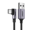 Cable angular USB a USB-C 90 grados de UGREEN, 3A, 200 cm, Carga rápida Quick Charge 3.0, Color Negro y Plateado