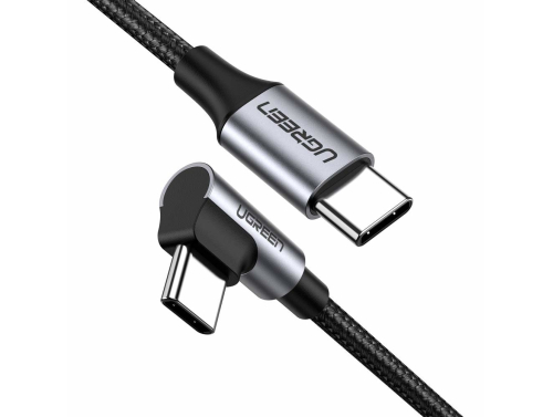 Cable USB-C a USB-C, acodado UGREEN US255.3A, 60W, 0,5m (negro)