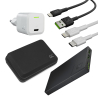 Kit de carga rápida móvil para iPhone. Power Bank + Cargador GaN 33W + Cables USB-C Lightning y USB-A Lightning + Funda