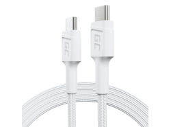 Cable blanco USB-C Tipo C 1,2m Green Cell Power Stream con carga rápida Power Delivery 60W, Ultra Charge, Quick Charge 3.0