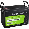 Batería de litio-hierro-fosfato LiFePO4 Green Cell 12V 12.8V 200Ah para paneles solares, autocaravanas y barcos