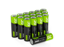 16x Pilas Recargables AA R6 2600mAh Ni-MH Baterías precargadas Green Cell
