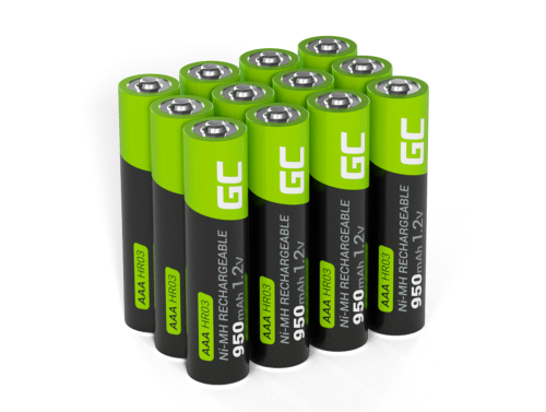 12x Pilas Recargables AAA R3 950mAh Ni-MH Baterías precargadas Green Cell