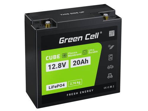 Green Cell Batería LiFePO4 20Ah 12.8V 256Wh LFP batería de litio 12V BMS para Silla de ruedas, juguetes, Bass boat, Transpaleta