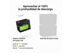 Batería de litio-hierro-fosfato LiFePO4 Green Cell 12V 12.8V 60Ah para paneles solares, autocaravanas y barcos