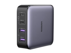 Cargador UGREEN Nexode 65W GaN, 2 x USB-C, 2x USB-A, Carga rápida QC4.0, QC3.0, SCP, FCP, Cable de 200 cm, Color gris