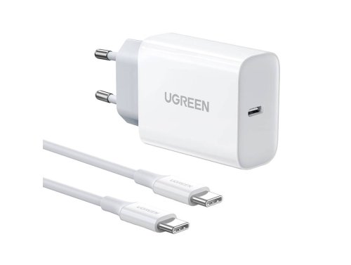 Cargador UGREEN 30W con Cable USB-C, Carga Rápida, Compatible con Samsung, Xiaomi, iPad y MacBook, Ligero y Compacto