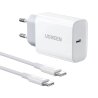 Cargador UGREEN 30W con Cable USB-C, Carga Rápida, Compatible con Samsung, Xiaomi, iPad y MacBook, Ligero y Compacto
