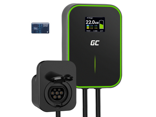 Green Cell Wallbox 22kW GC PowerBox RFID Cargador EV para Tesla Model S 3 X Y, VW ID.3, ID.4 Fiat 500e Kia EV6 - OUTLET