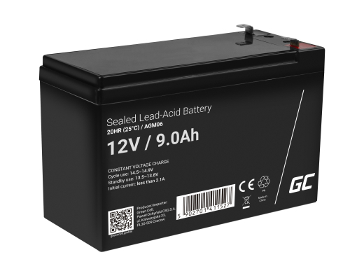 Green Cell® AGM Bateria 12V 9Ah Gel Bateria hermetica UPS reserva de bateria sistemas de UPS SAI - OUTLET