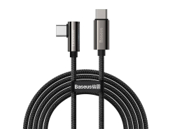 Cable USB-C a USB-C en ángulo Baseus, 100W, 2 metros, negro, Carga rápida PD y transmisión de datos a 480 Mbps