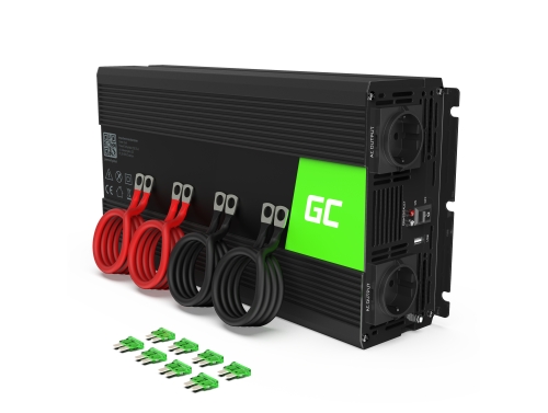 Green Cell® Convertidor de voltaje Inversor 12V a 230V 2000W / 4000W Inversor de corriente Onda Sinusoidal Pura OUTLET