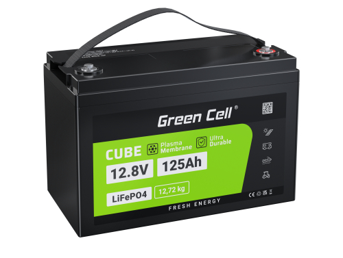 Green Cell Batería LiFePO4 125Ah 12.8V 1600Wh LFP de litio 12V para Casas móviles Energía solar eólica Comida Camión - OUTLET