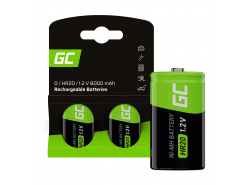 Batería 2x D R20 HR20 Ni-MH 1.2V 8000mAh Green Cell