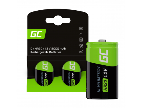 Batería 2x D R20 HR20 Ni-MH 1.2V 8000mAh Green Cell - OUTLET