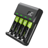 Cargador de baterías para pilas recargables Ni-MH AA Mignon / AAA Micro Green Cell + 4x pilas AAA Micro R3 950mAh