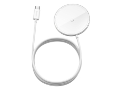 Cargador inalámbrico inductivo Baseus Simple Mini con imán para iPhone, 15W, MagSafe, color Blanco