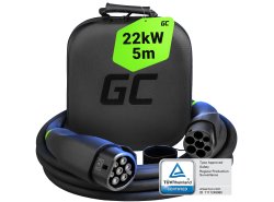GC Snap Tipo 2 Cable EV 11kW / 22kW 5m para Tesla Model 3 S X Y, VW ID.3, ID.4, ID.5, Kia EV6, Audi Q4/Q8 E-Tron, Fiat 500e