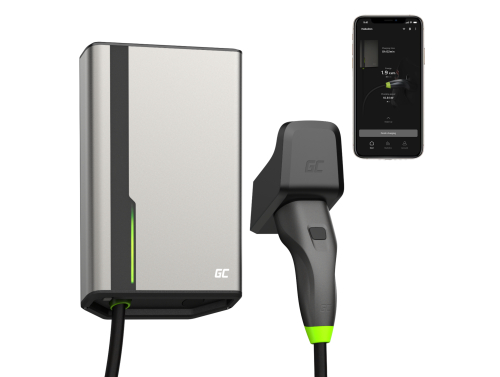 Green Cell GC HabuDen Wallbox 22kW 32A 5m Cable de carga tipo 2 Estación de carga de coche eléctrico App GC Bluetooth WiFi