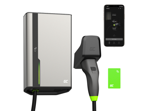 Greencell HabuDen Wallbox 22kW 32A 5m NFC Cable de carga tipo 2 Estación de carga de coche eléctrico App GC Bluetooth WiFi